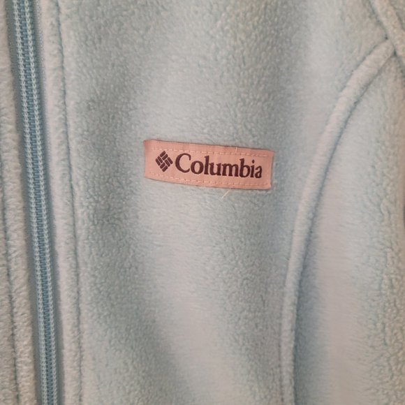Columbia Fleece Jacket Womens Small Baby Blue Full Zip Casual Coat Comfy Warm - Picture 3 of 11